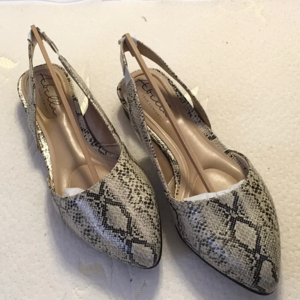 NWT, NIB, fauxTan Snake SLINGBACK FLATS,SIZE 8M,Abella True Comfort,Knit Fabric - Picture 13 of 14